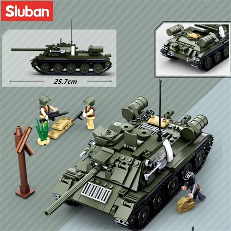 Sluban Bww2 Army T34 85 Medium Tank Bricks B0689 Building Toys