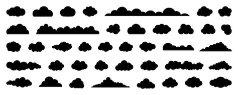 Premium Vector Black Sky Cloud Collection In A Flat Design Set Of