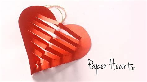Diy Paper Heart For Valentines Day Hanging Paper Decorations Youtube