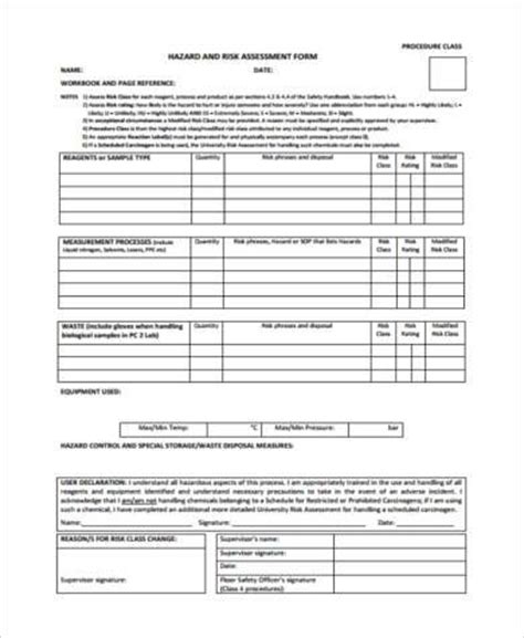 FREE Sample Hazard Assessment Forms In PDF MS Word