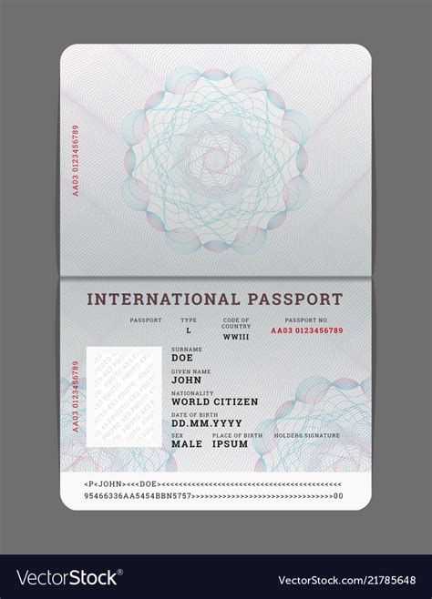 Passport Template Free Word Pdf Psd Illustrator