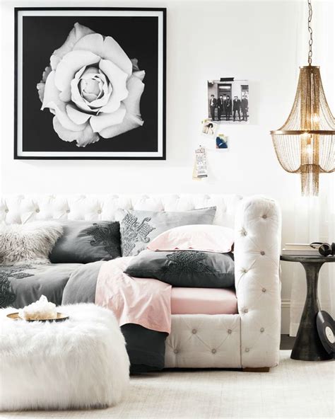 Elegant Tufted Daybed Edgy Accents Glam Style For A Girls Bedroom