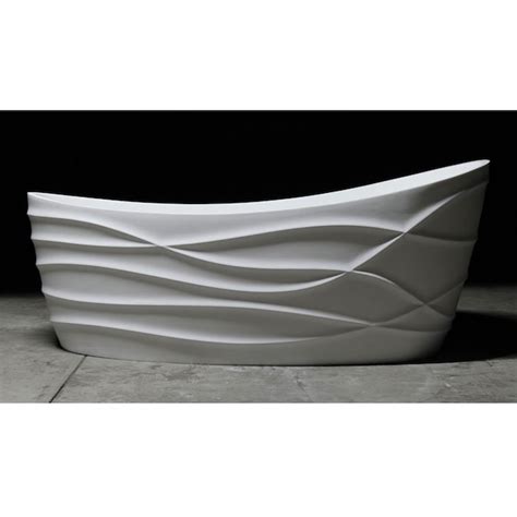 Clarke Products 34 In X 68 In White Solid Surface Oval Freestanding Soaking Bathtub With Drain