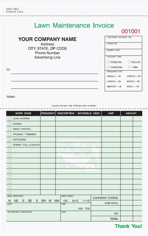 Printable Lawn Care Invoice Template