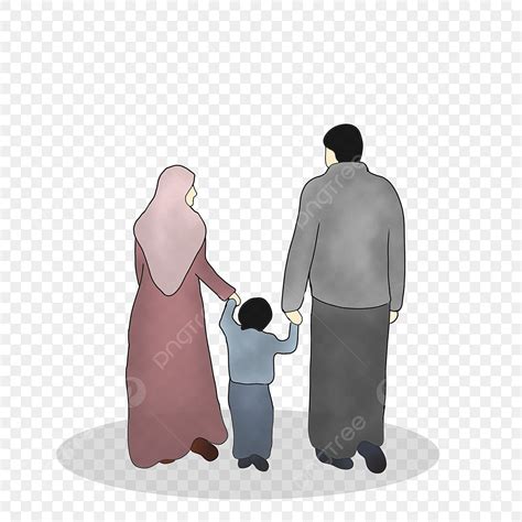 Gambar Ibu Keluarga Muslim Ayah Dan Anak Kecil Potret Keluarga