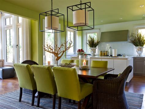 The bright pop of lime green found in the ottomans, throw. Photo Page | HGTV