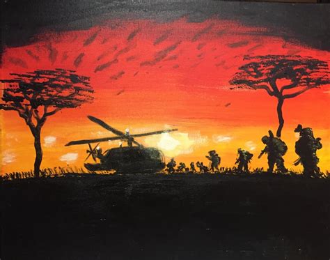 The Rli Painting Of The Rhodesian Light Infantry In An African Sunset