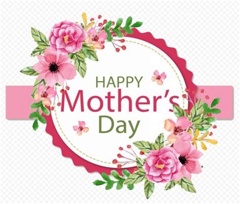 Happy Mothers Day Badge With Pink Flowers Citypng