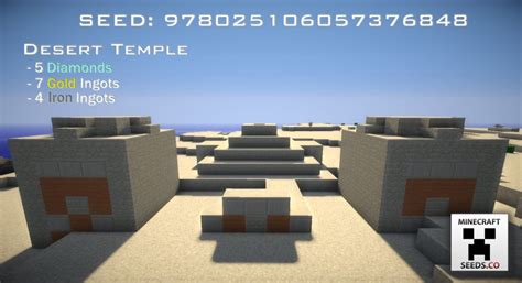 Which has at least 57 pieces of diamonds, provided you have the patience to strip the mine and dig them all out. The Coolest Temple Seeds in Minecraft | Minecraft