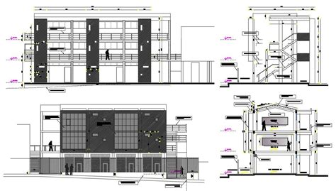 Commercial Complex Elevation In Dwg File Cadbull