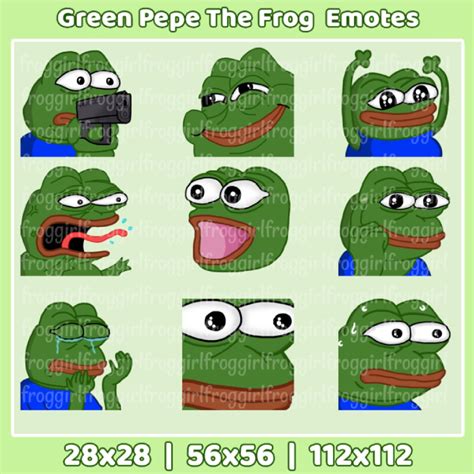 Green Pepe The Frog Emotes Twitch Youtube Discord Frog Etsy Uk