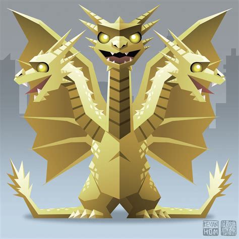 King Ghidorah Monster Hunter Art Chibi Dragon All Godzilla Monsters