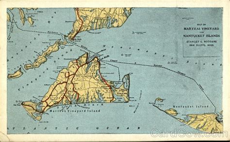 Map Of Martha S Vineyard Island MA Maps Postcard