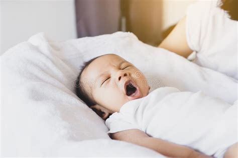 Baby Yawning Stock Image Image Of Mouth Fragile Blanket 30360263