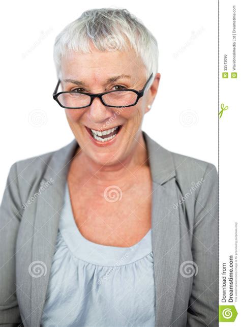 Smiling Mature Woman Wearing Glasses Royalty Free Stock