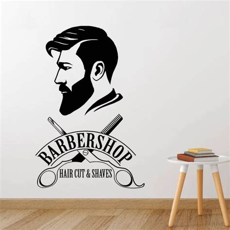 Barbershop Logo Vinyl Sticker Barber Shop Window Decal Hair Cut And