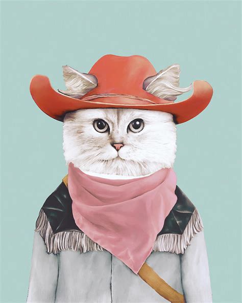 Rodeo Cat Painting By Animal Crew Pixels