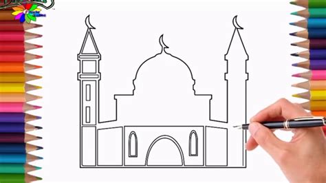 Mosque Drawing Step By Step How To Draw Mosque Youtube