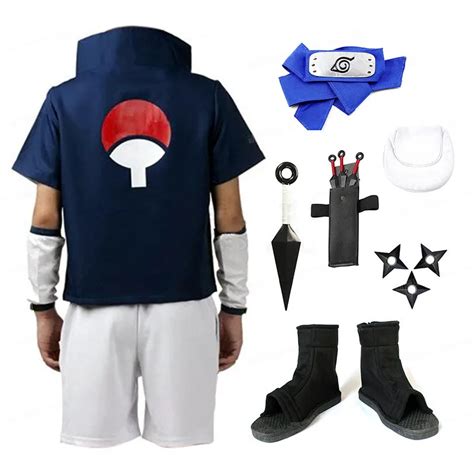 Japan Anime Naruto Uchiha Sasuke Cosplay Costume And Blue Headband In