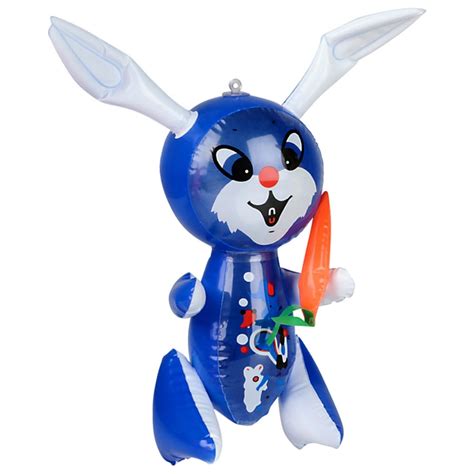 Large 17 Dark Blue Inflatable Easter Bunny Rabbit With Carrot Toy