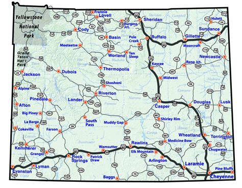 Wyoming Printable Map Printable Road Map Of Wyoming Printable Maps