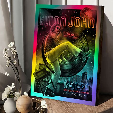 Elton John 171170 50th Anniversary Rainbow Foil Edition Poster Canvas