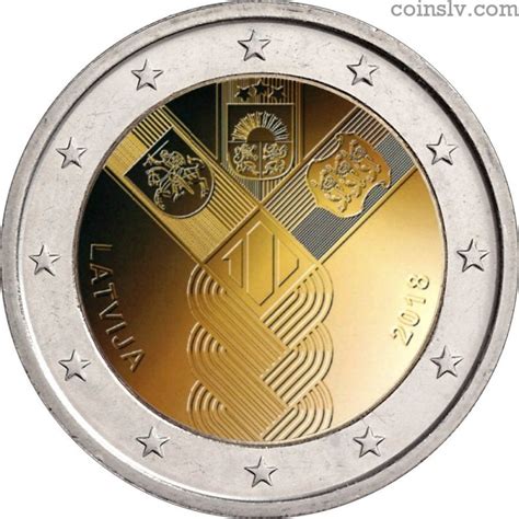 But unlike notes, the coins have one common side and one specific side that represent one of the eurozone member states. 2 Euro Coin Latvia 2018 (ndependence of the Baltic States)