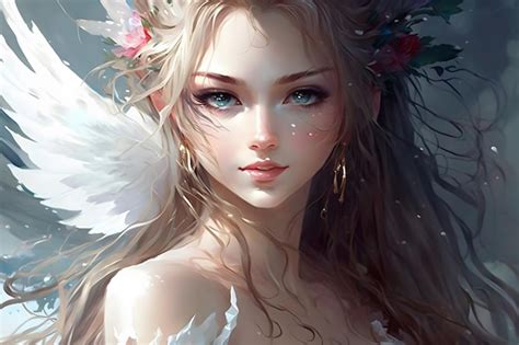 Premium Ai Image Portrait Of A Beautiful Blonde Angel Girl In Anime