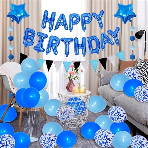 Buy Succris 66th Blue Theme For 66 Years Old Birthday Party Supplies