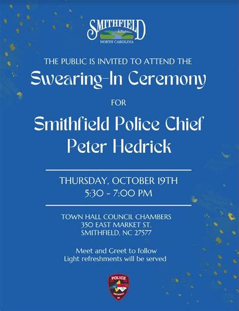 Meet Greet Swearing In Ceremony For New Smithfield Police Chief