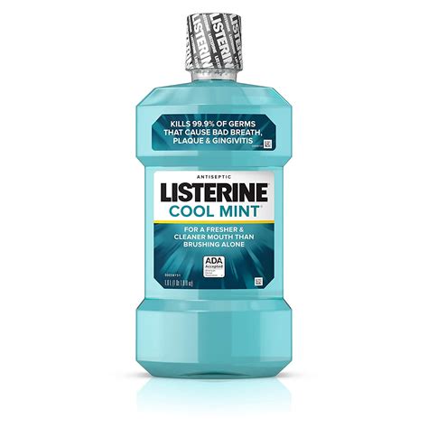listerine cool mint antiseptic mouthwash to kill 99 of germs that cause bad breath plaque and