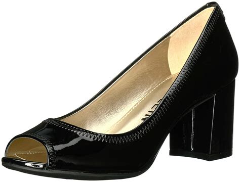 Anne Klein Womens Meredith Leather Peep Toe Classic Black Patent Size