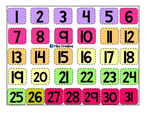 Αριθμοί ημερών Calendario Para Niños Calendario Preescolar