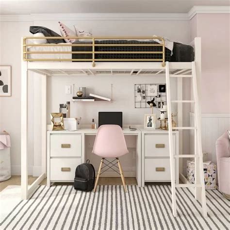 Follow For More Girls Loft Bed Loft Beds For Teens Bunk Bed With Desk