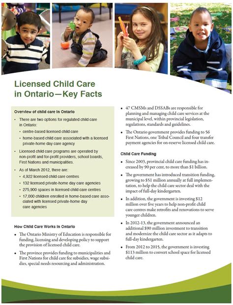 Licensed Child Care In Ontario Key Fac Publications Ontario
