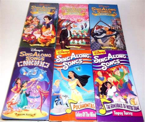 Lot Of 6 Disney Sing Along Songs Childrens Vhs Aladdin Snow White