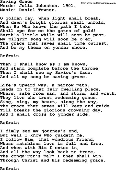 Christian funeral hymn , sung by richard carney claremorris, co mayo. Funeral Hymn: Saving Grace, lyrics, and PDF