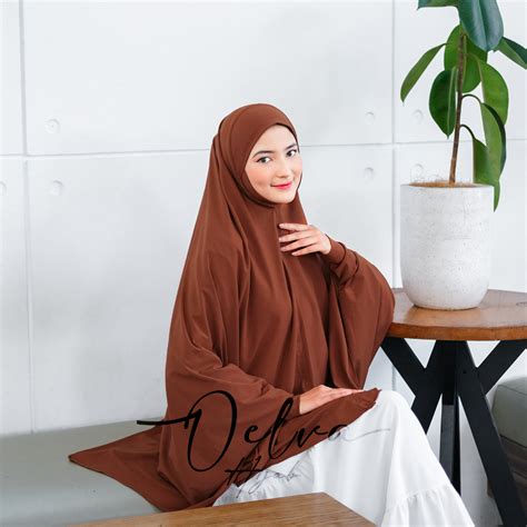 Jual Oelva Hijab Khimar Jumbo Lengan Jersey Premium Model Menutup Dahi Dan Dagu Azwa