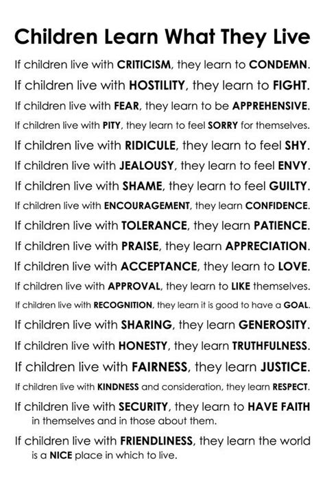 Children Learn What They Live Poem By Dorothy Law Nolte