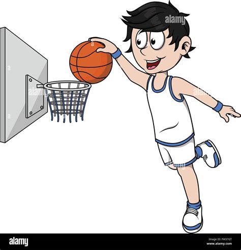 Dibujos Animados Lindo Niño Jugando Baloncesto Ilustración Del Vector