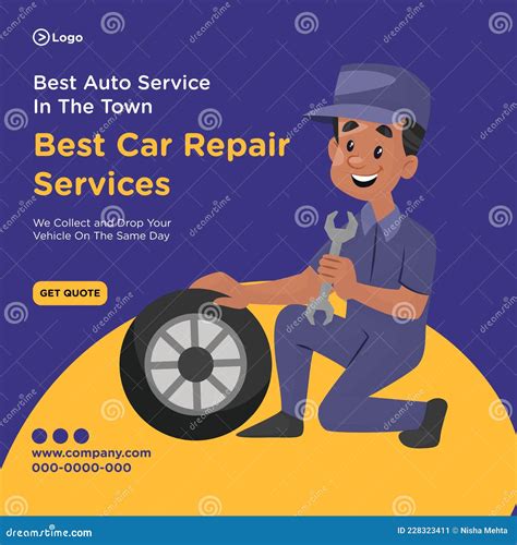 Banner Design Of Best Car Repair Service Stock Vector Illustration Of