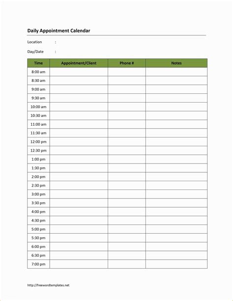 Free Printable Weekly Appointment Template Hot Sex Picture