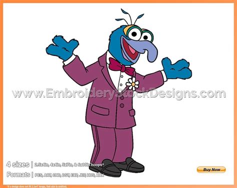 Gonzo The Muppets Disney Movie Characters In 4 Sizes Embroidery