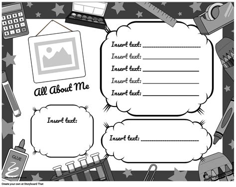 All About Me Printable Poster Black And White