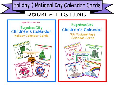 Holiday Calendar Cards And Fun National Days Card Etsy