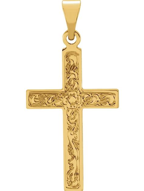 Gemaffair 14k Yellow Gold Latin Cross Charm Pendant 18mm Walmart