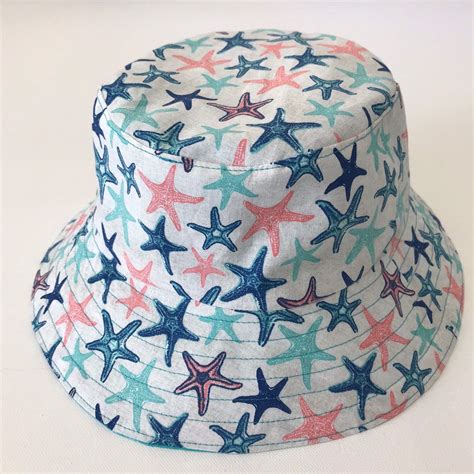 Child's Starfish Bucket Hat, Sea Stars Bucket Hat, Blue, Teal, Coral ...