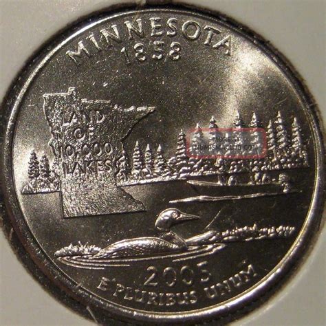 2005 P Minnesota State Quarter Ddr 055 Variety Double Die Reverse