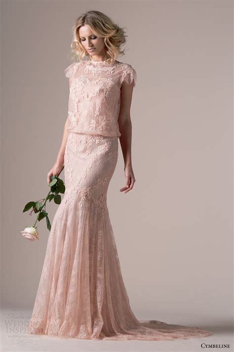 Lace wedding dresses bridal pink appliques long sleeve a line beach ball gowns. Cymbeline Bridal 2015 Wedding Dresses | Wedding Inspirasi