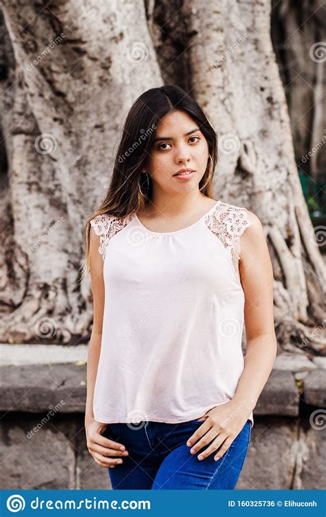 Mexican Latin Woman Portrait Of Pretty Young Teenager